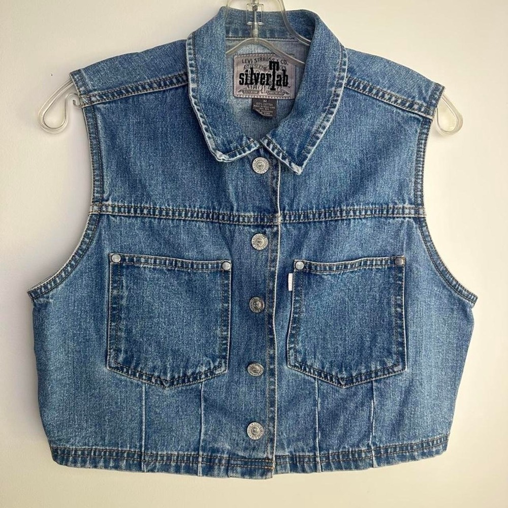 Levi Strauss & Co. SilverTab Vintage 90s Blue Denim Vest Button Front Pockets